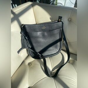 Kate Spade Orchard Street Hemsley Black Pebbled Leather Crossbody Saddle Bag